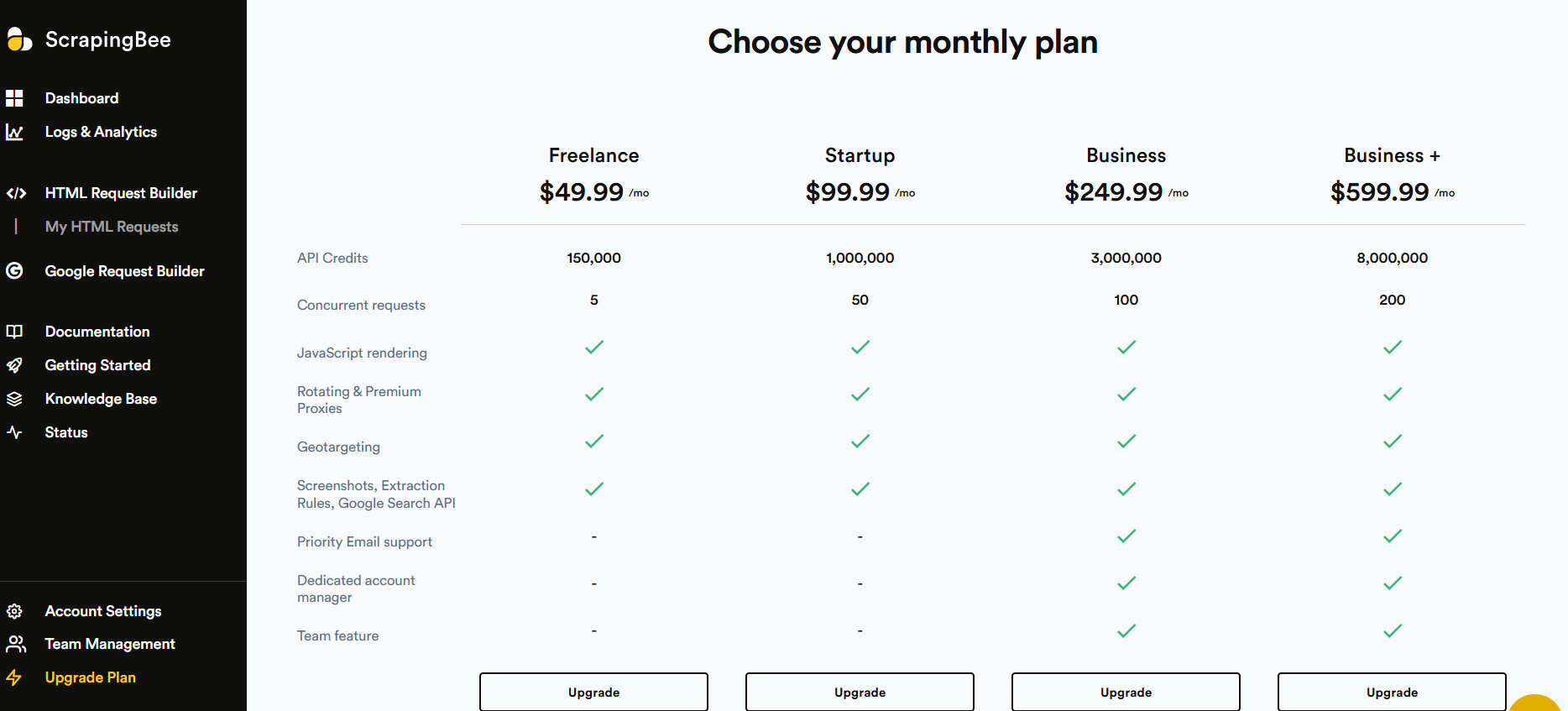 ScrapingBee Pricing