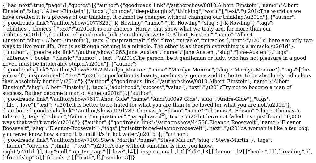Requests Quotes to Scrape Beginning