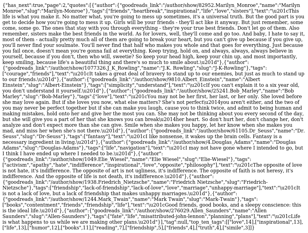 Requests Quotes to Scrape First Scroll