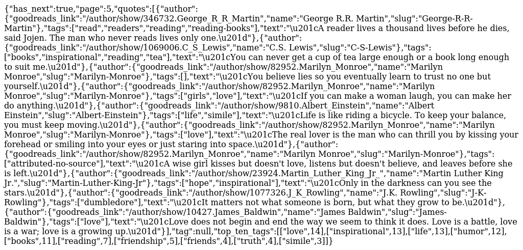 Requests Quotes to Scrape Fourth Scroll