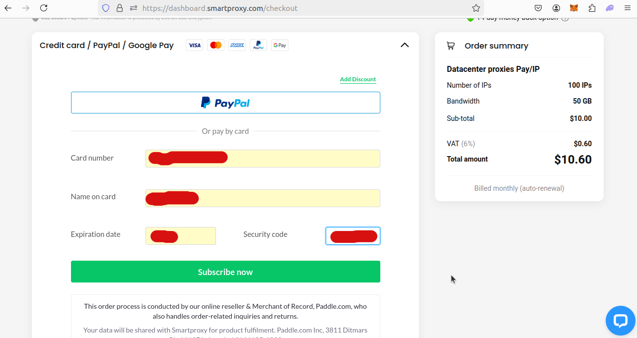 Smartproxy Checkout