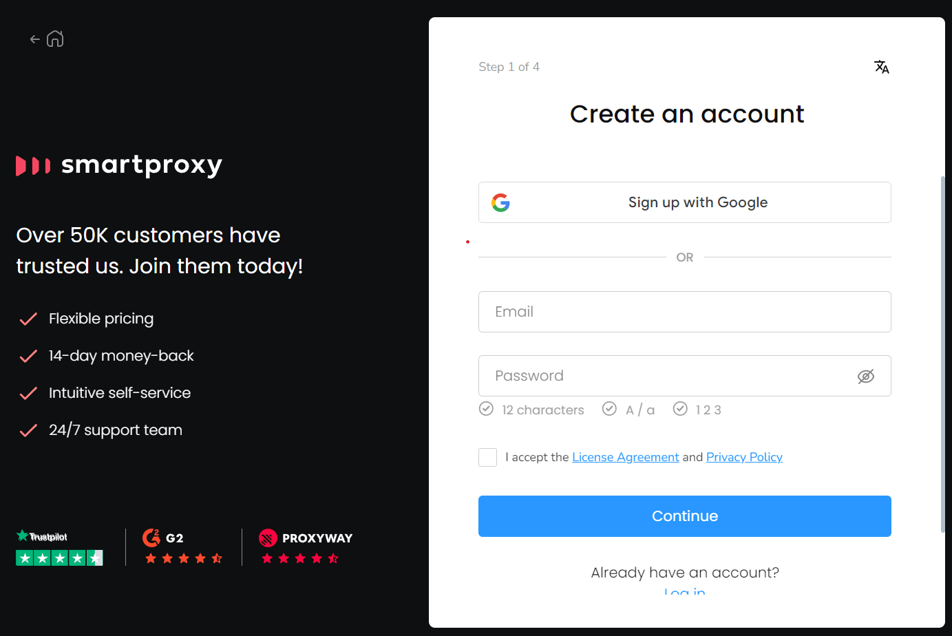 Create Smartproxy Account