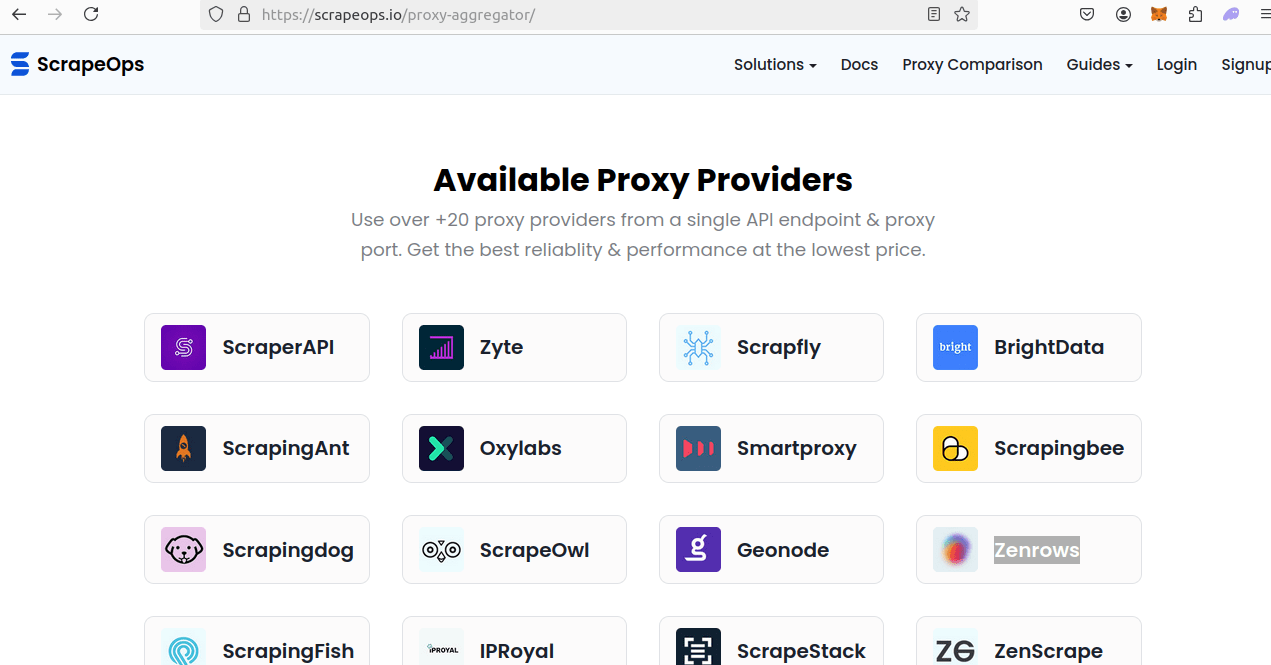 ScrapeOps Proxy Providers