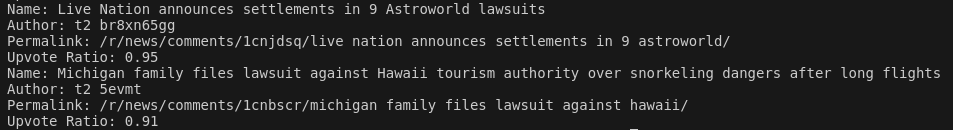 Reddit Parser Output