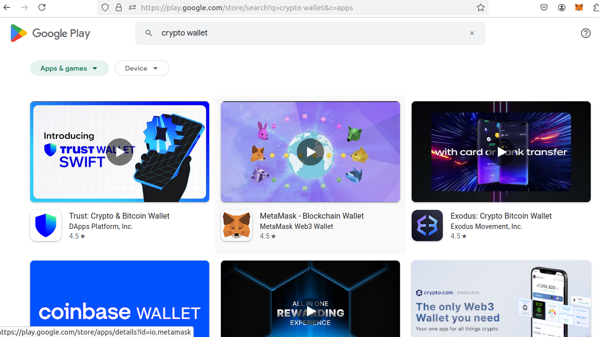 Google Play Search Results