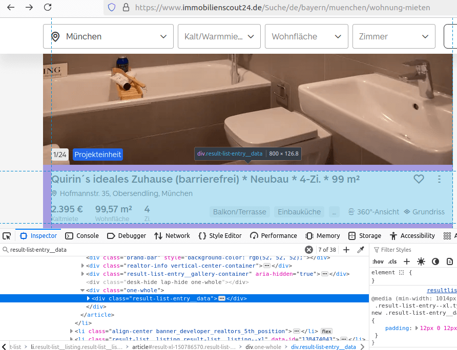 Search Results Page HTML Inspection